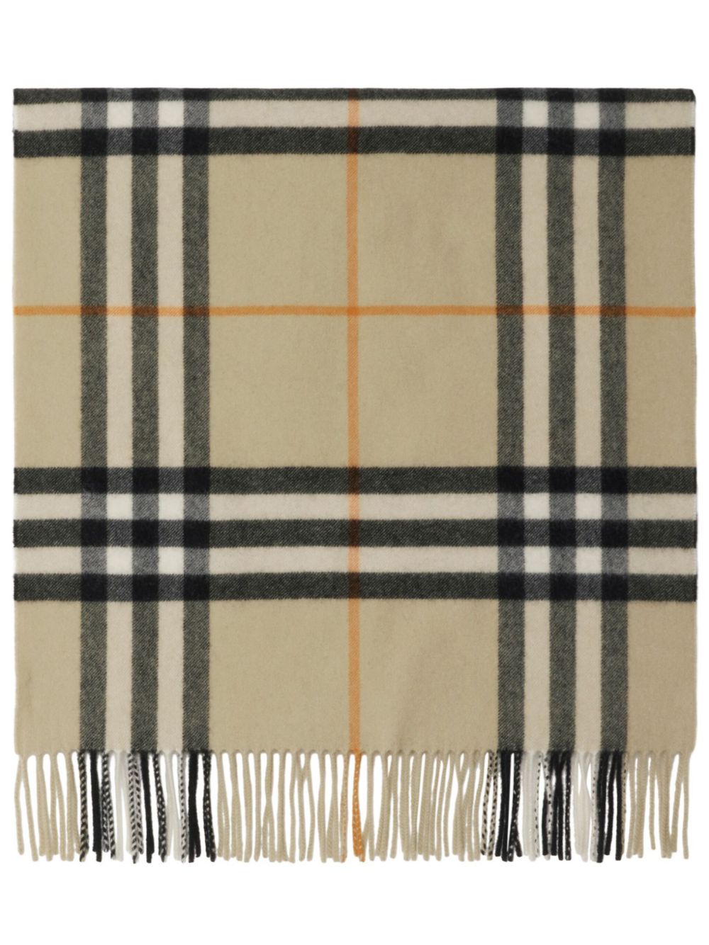 Burberry 宽格纹羊绒围巾 - 中性色