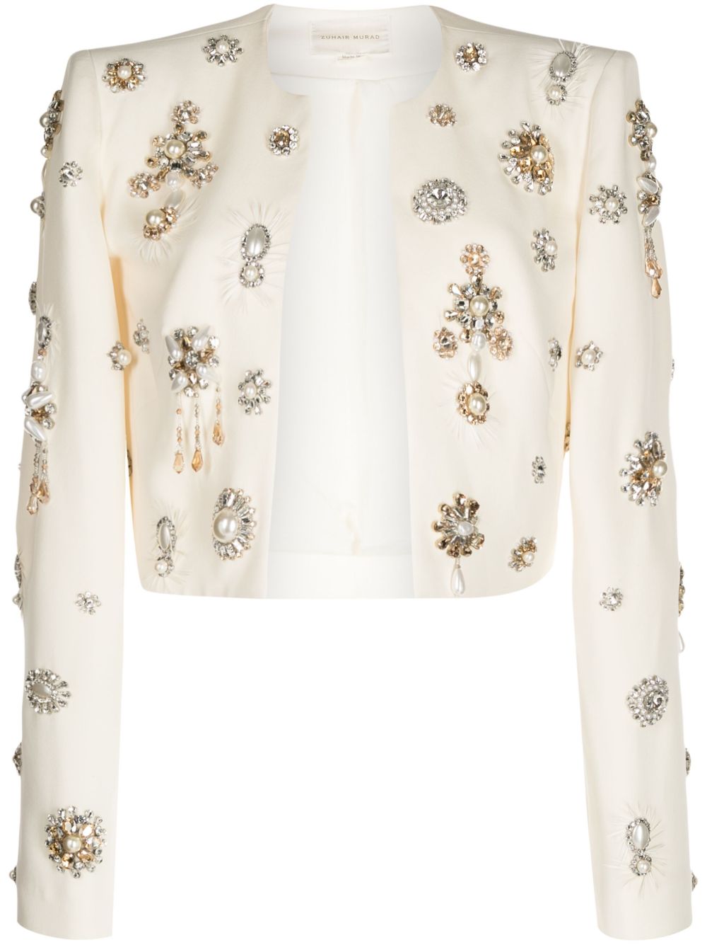 Zuhair Murad 胸针细节短款夹克 - 白色