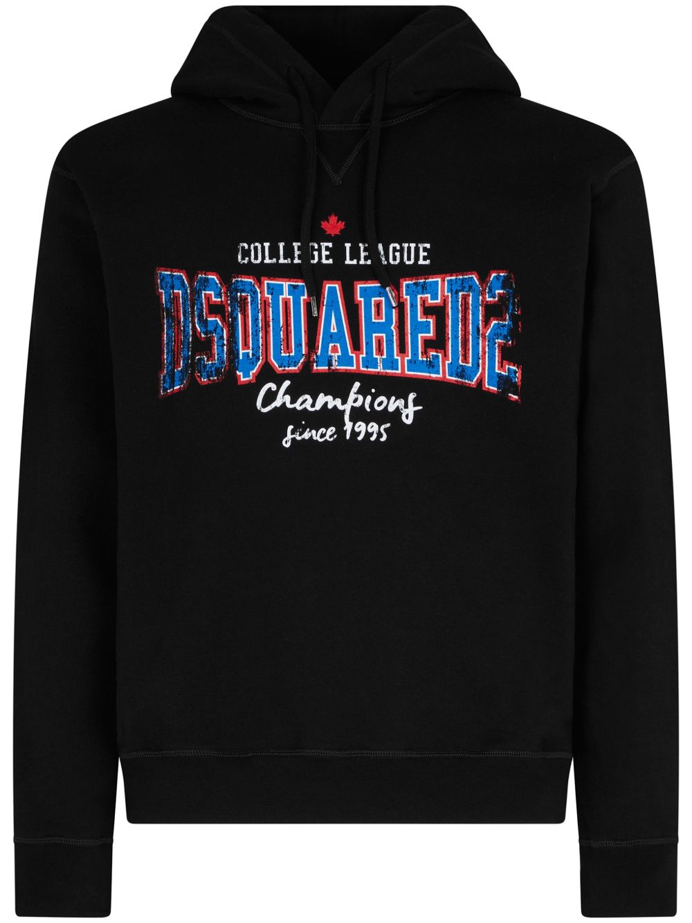 DSQUARED2 logo印花棉连帽衫 - 黑色