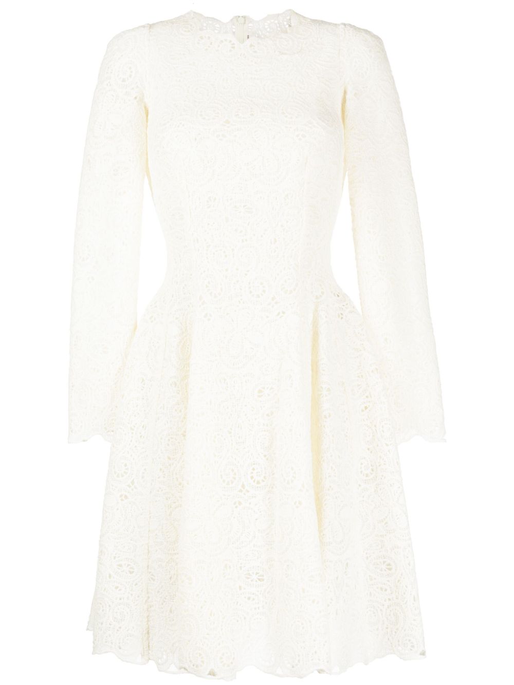 Ermanno Scervino 烧花蕾丝长袖连衣裙 - 白色