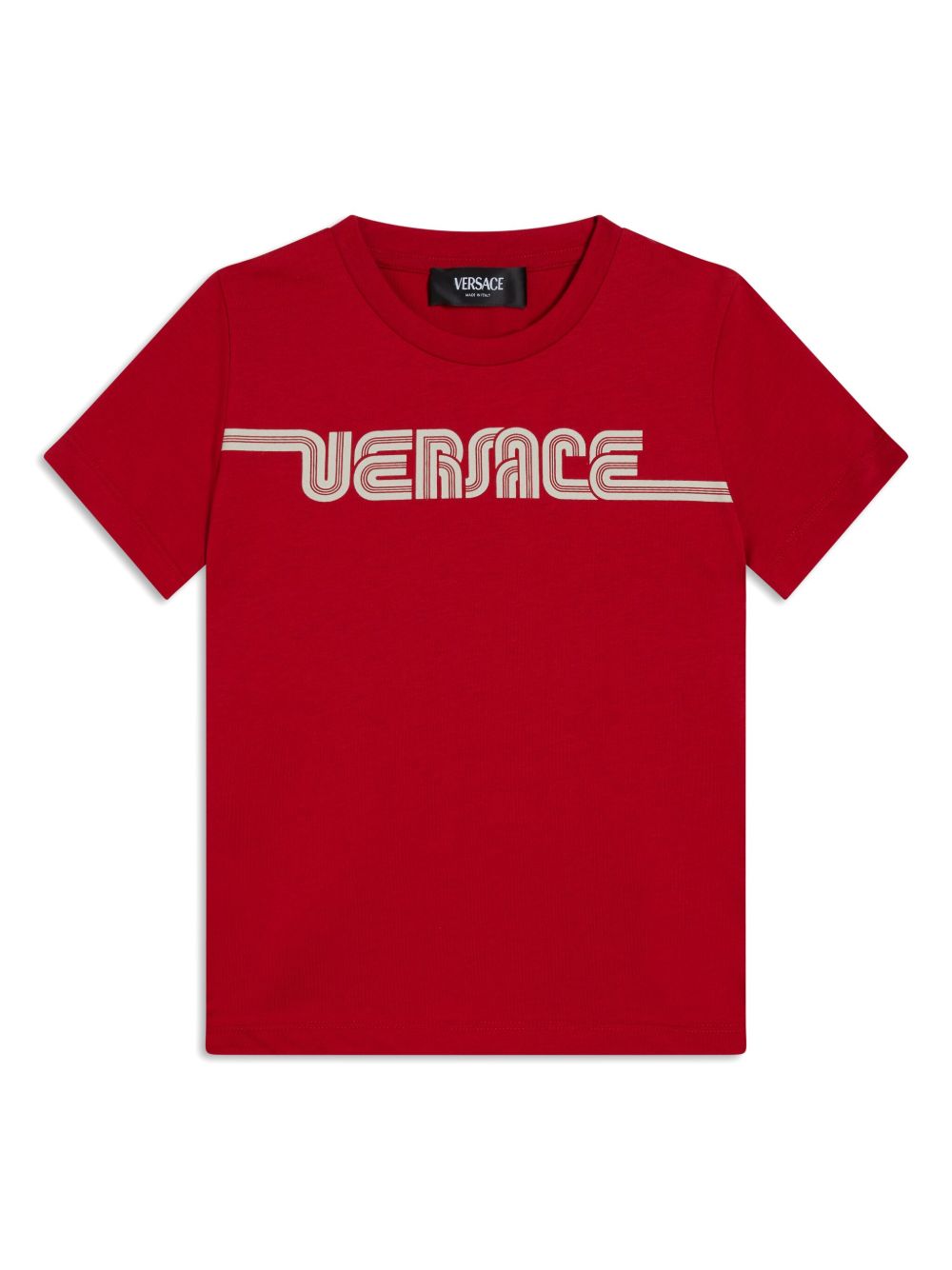 Versace Kids logo印花棉T恤 - 红色
