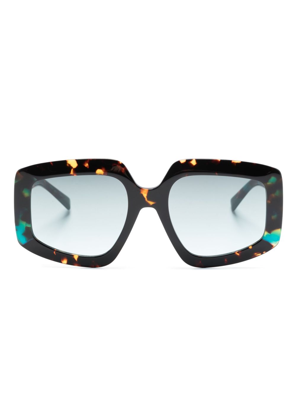 MISSONI EYEWEAR 玳瑁纹细节方框太阳眼镜 - 绿色
