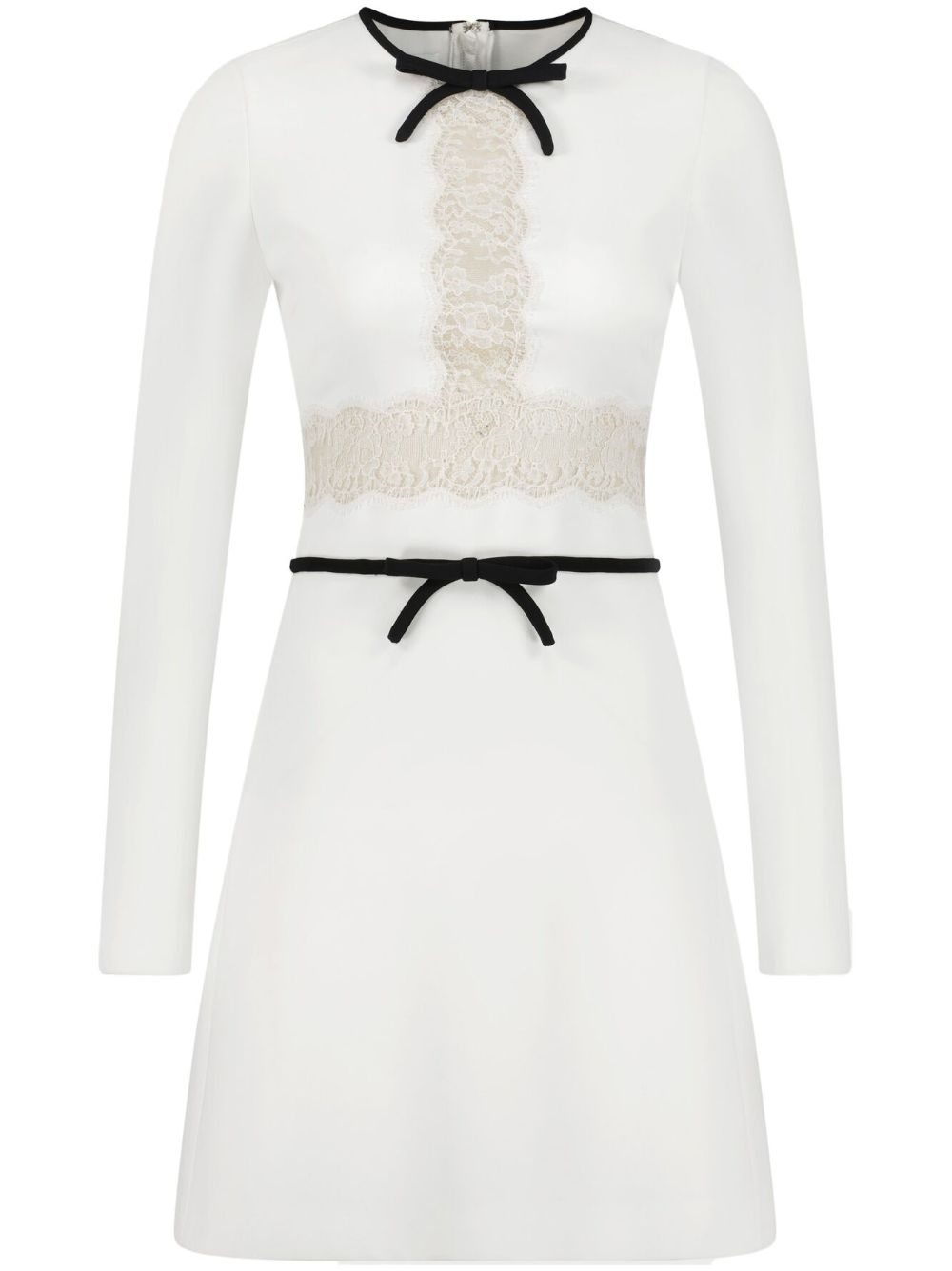 Giambattista Valli 蕾丝拼接绉纱连衣裙 - 白色
