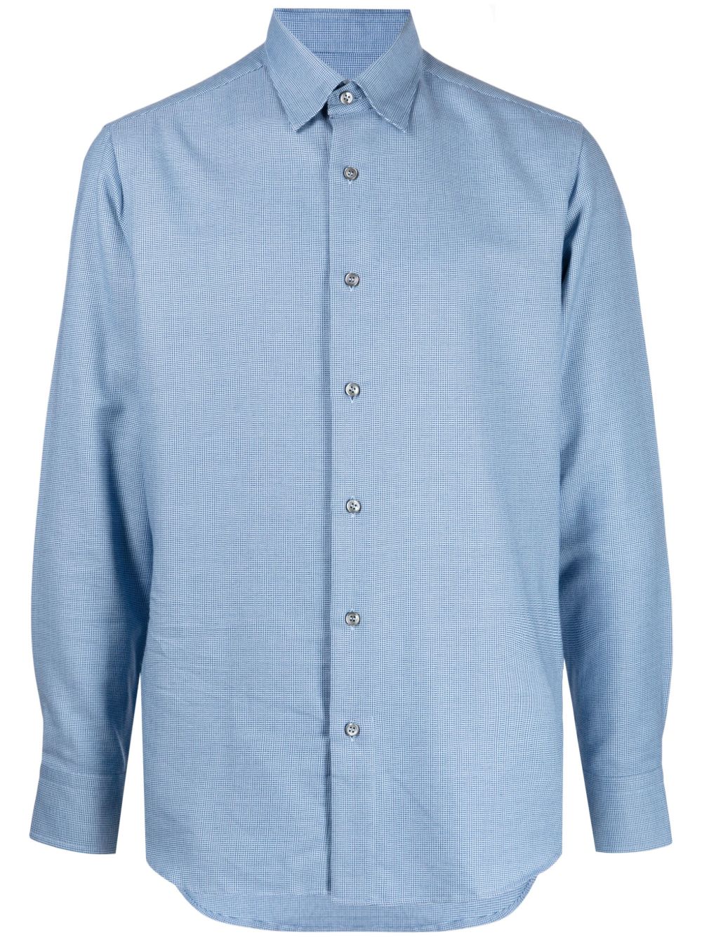 Brioni 棉羊绒混纺长袖衬衫 - 蓝色