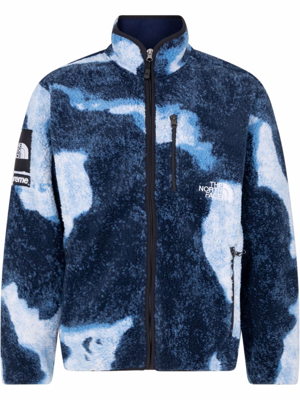 Supreme x TNF 漂白效果牛仔抓绒夹克 - 蓝色