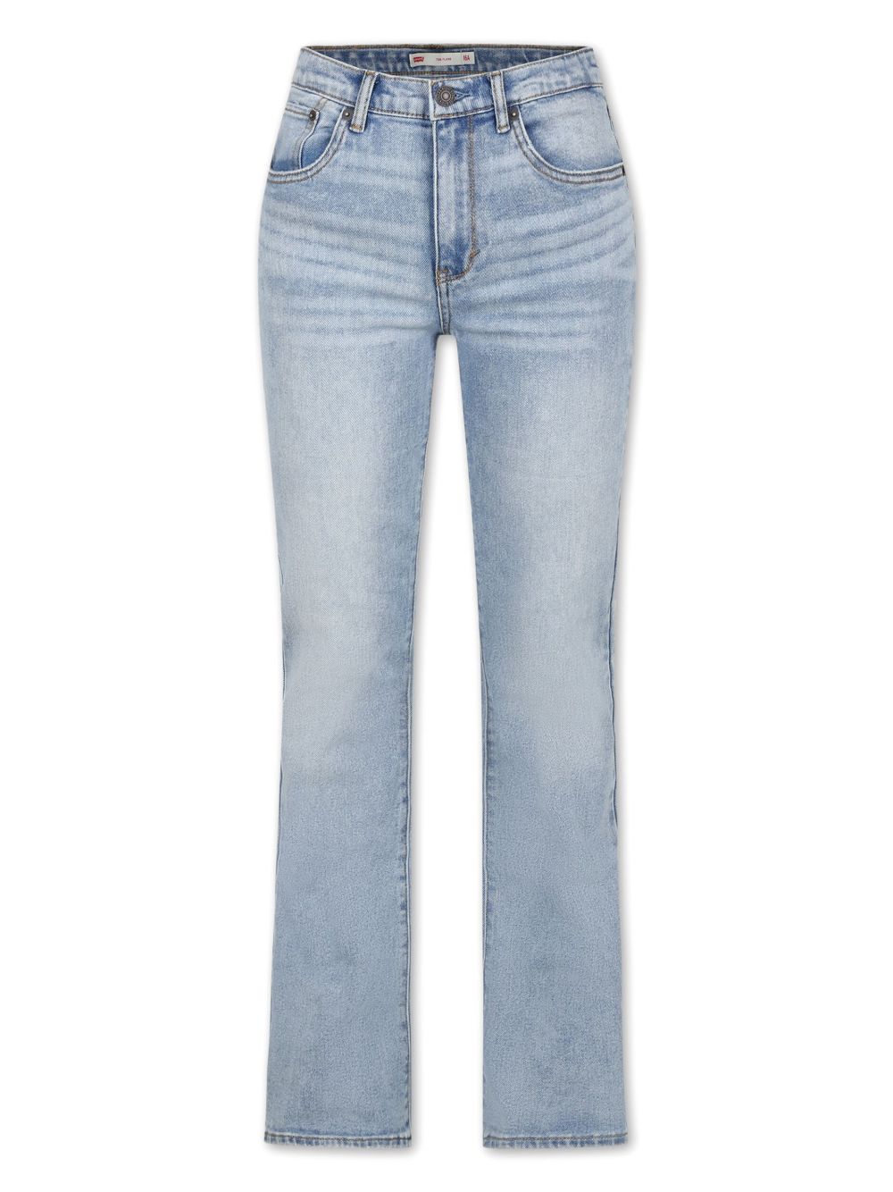 Levi's Kids logo贴花直筒牛仔裤 - 蓝色