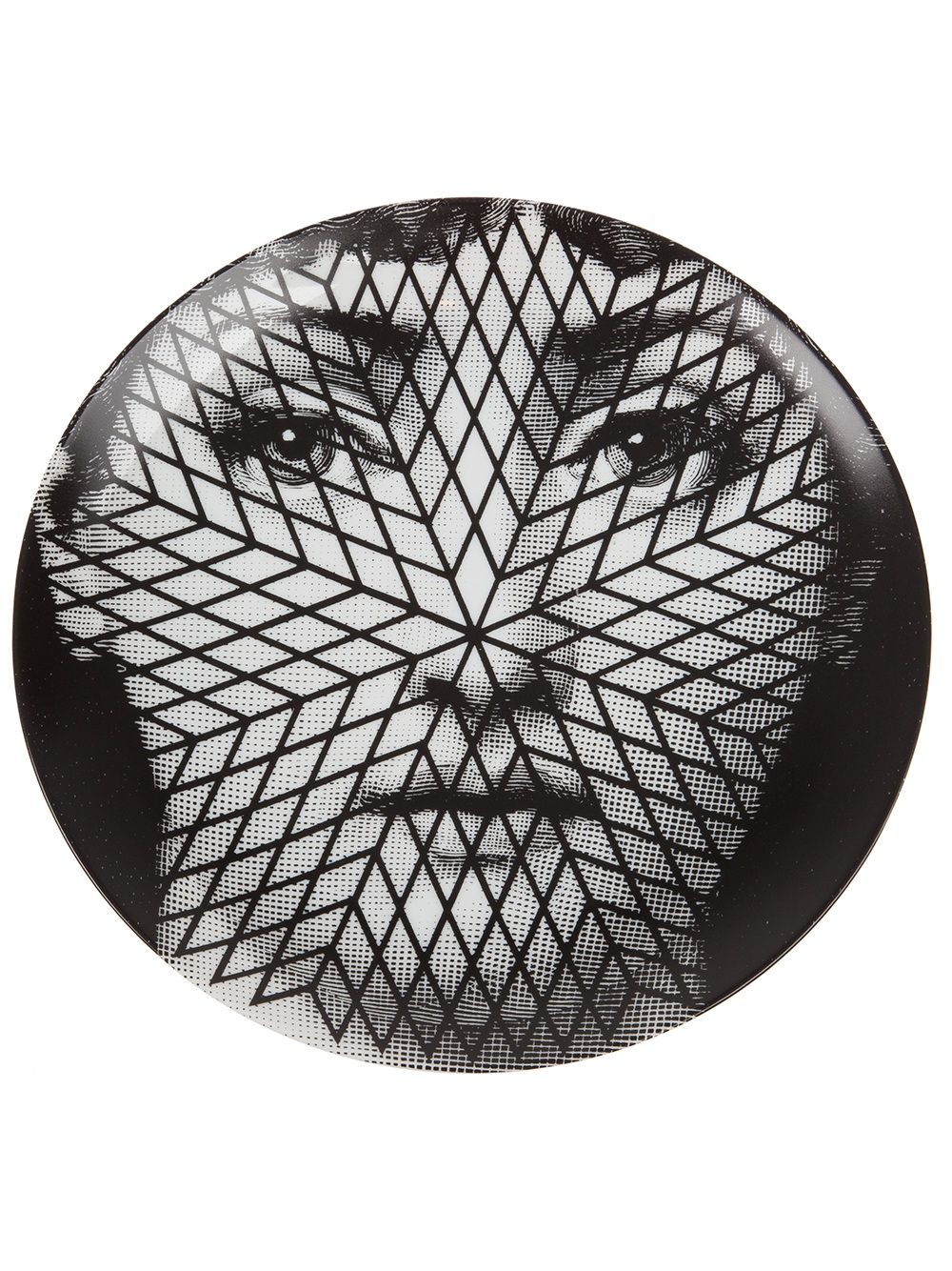 Fornasetti 插画印花瓷盘 - 黑色