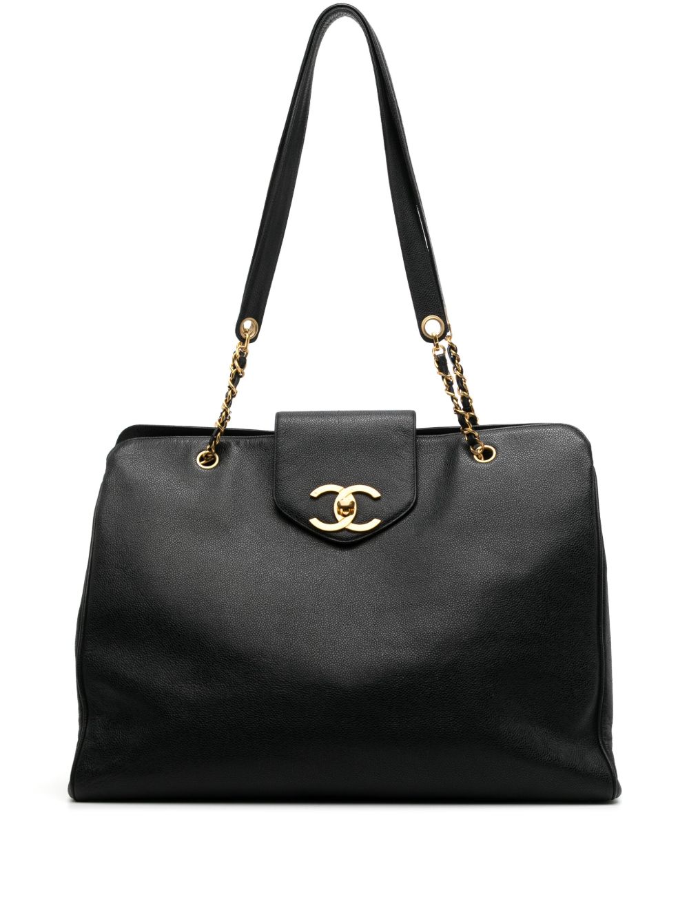 CHANEL Pre-Owned Supermodel 皮质托特包 - 黑色