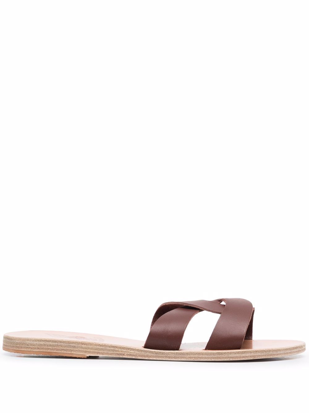 Ancient Greek Sandals Desmos 交叉带皮质凉鞋 - 褐色