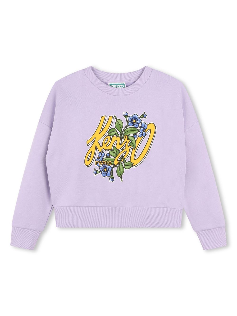Kenzo Kids logo印花垮肩卫衣 - 紫色