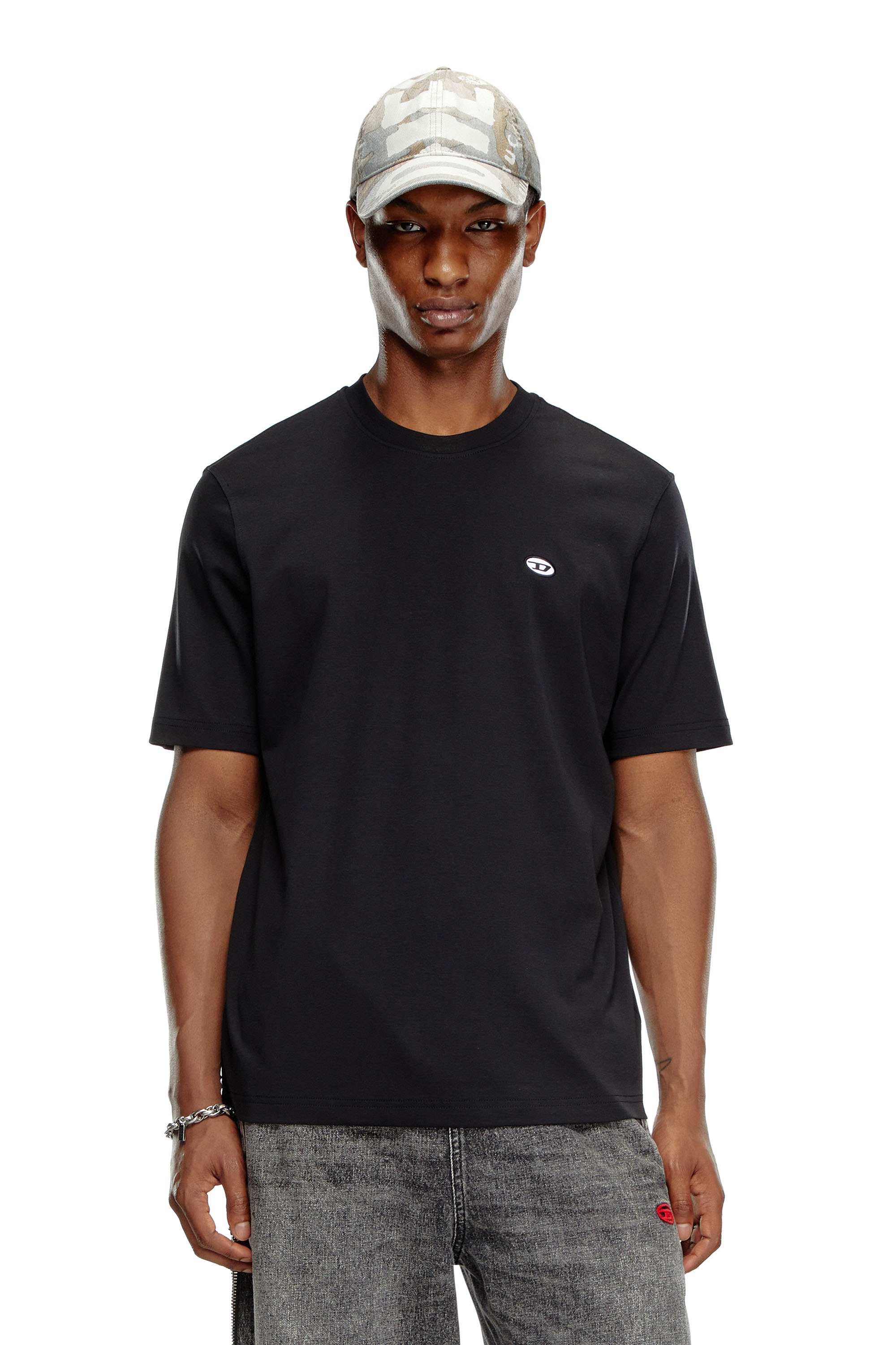 Diesel - T-shirt with Oval D patch - T-Shirts - Man - Black