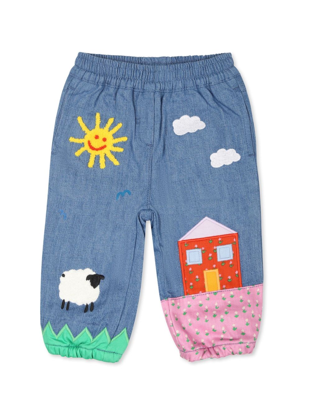 Stella McCartney Kids Farmyard 贴花牛仔裤 - 蓝色