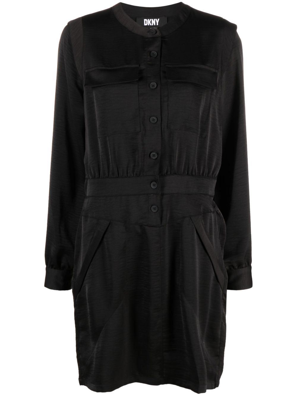 DKNY 口袋中长连衣裙 - 黑色