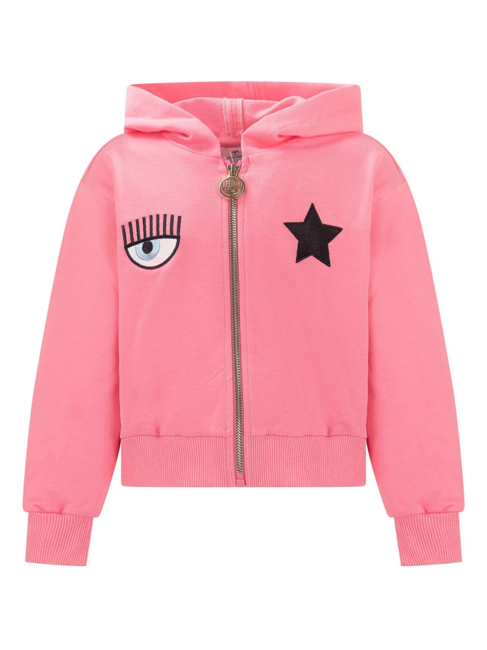 Chiara Ferragni Kids 刺绣细节连帽衫 - 粉色
