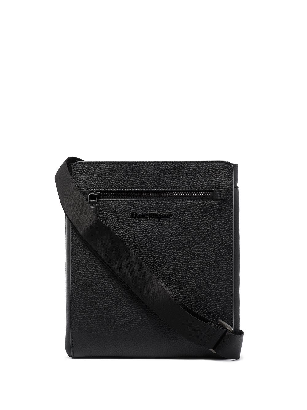 Ferragamo logo标牌斜挎包 - 黑色