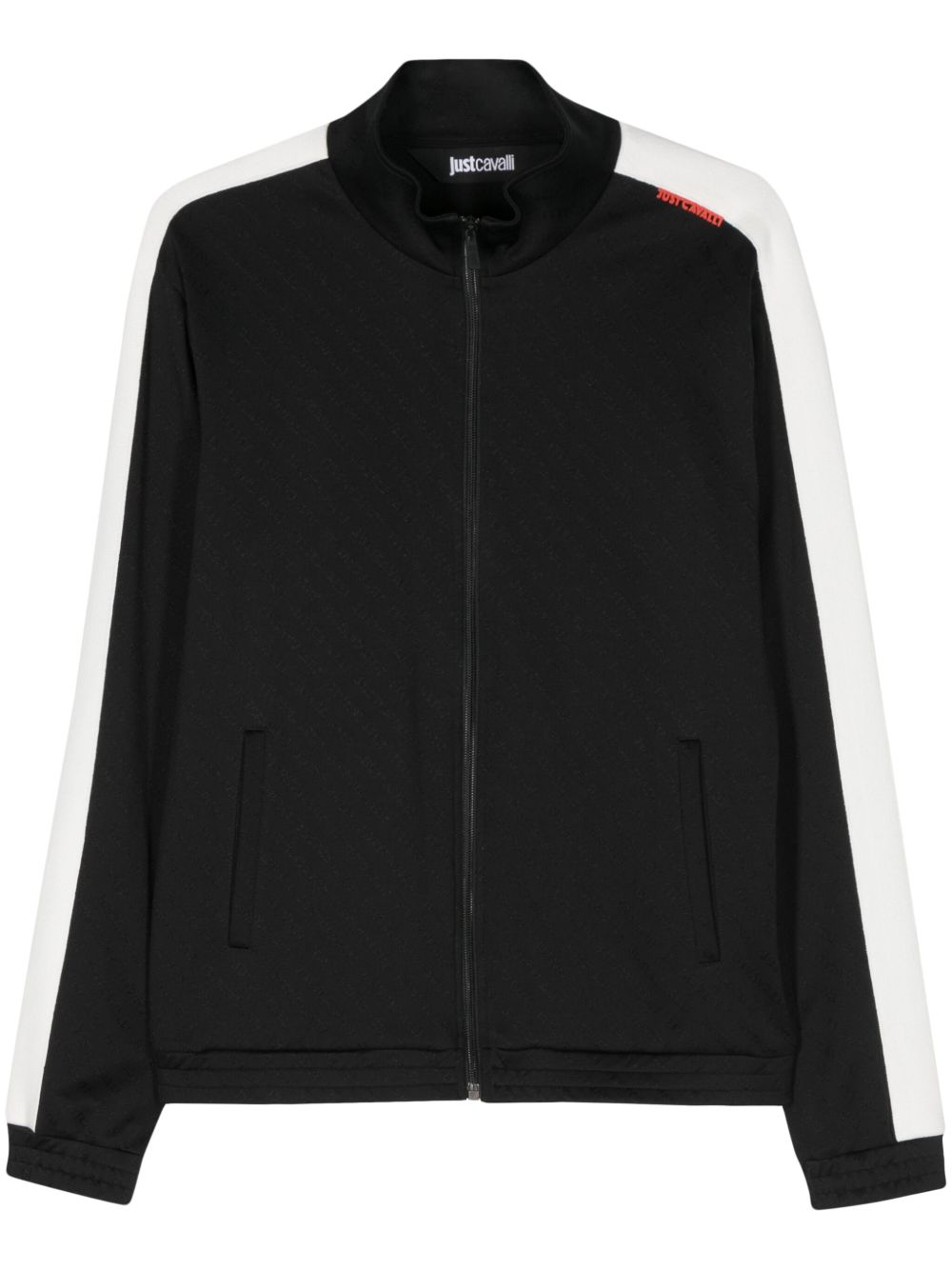 Just Cavalli logo提花图案拉链卫衣 - 黑色