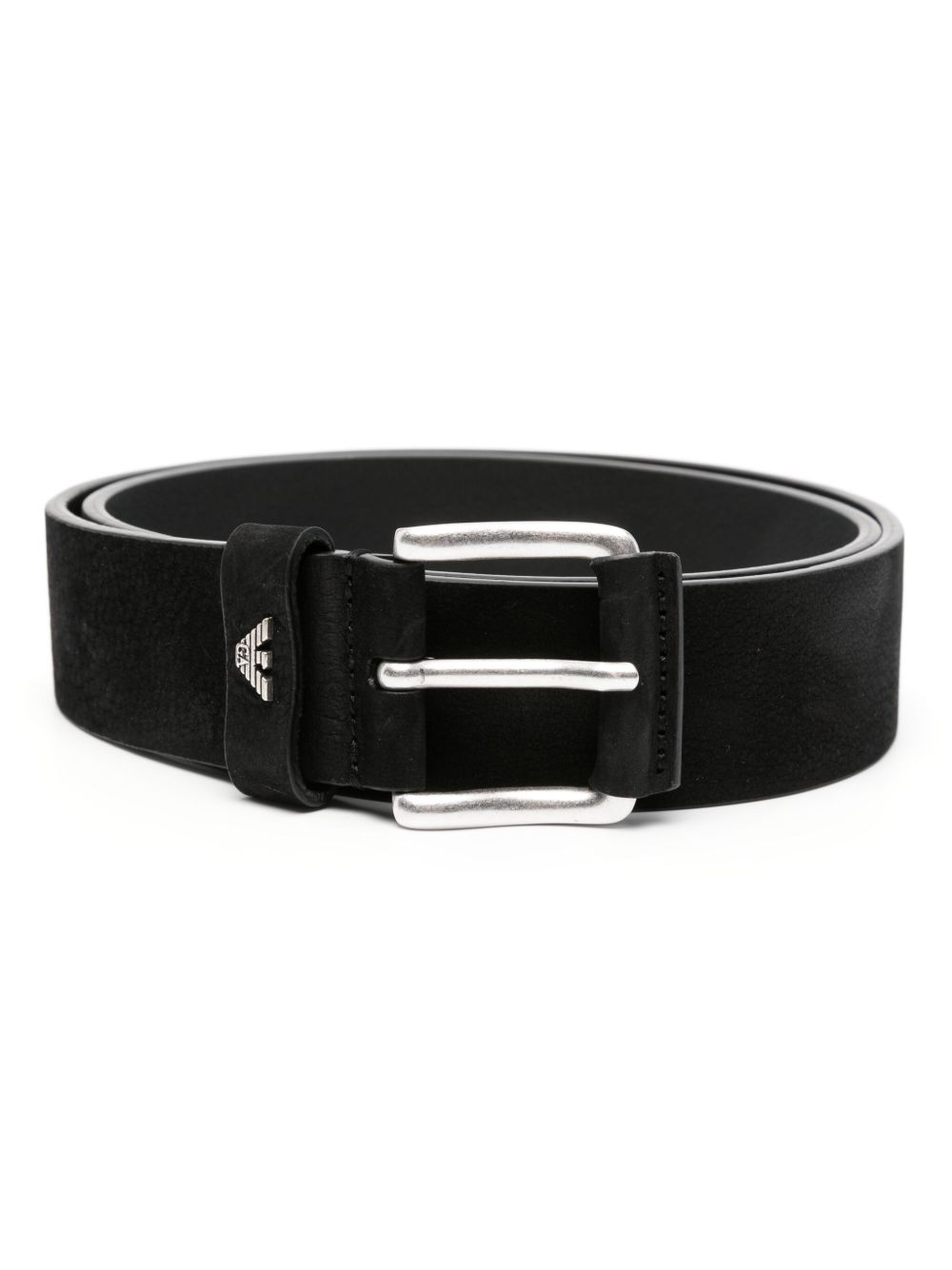 Emporio Armani logo标牌腰带 - 黑色