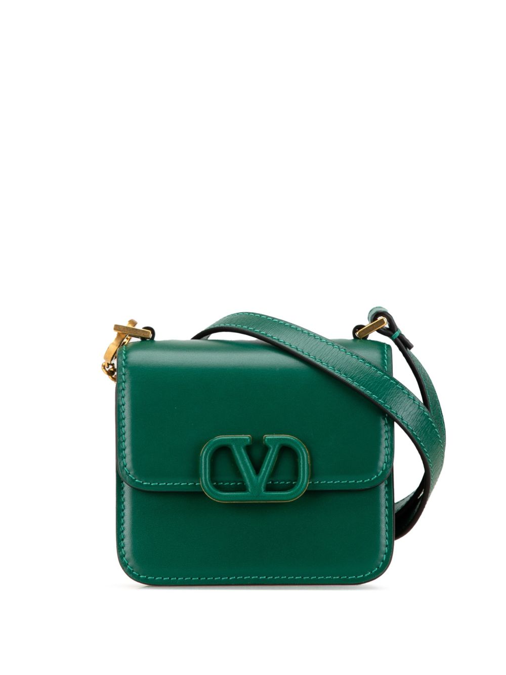 Valentino Garavani Pre-Owned VSling 迷你皮质斜挎包（2010-2023年典藏款） - 绿色