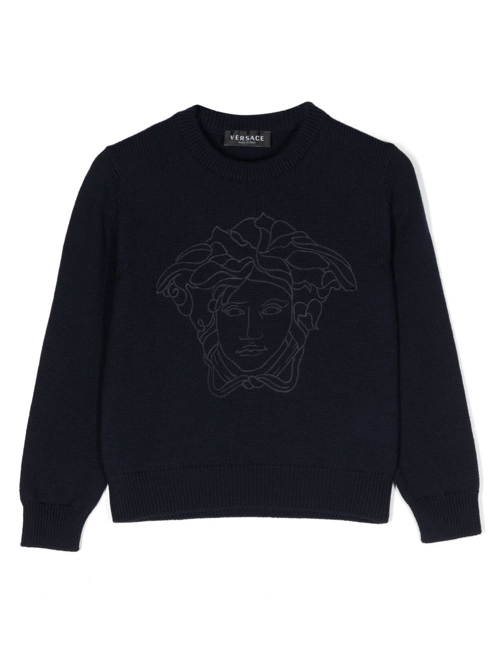 Versace Kids 美杜莎头纹图案毛衣 - 蓝色