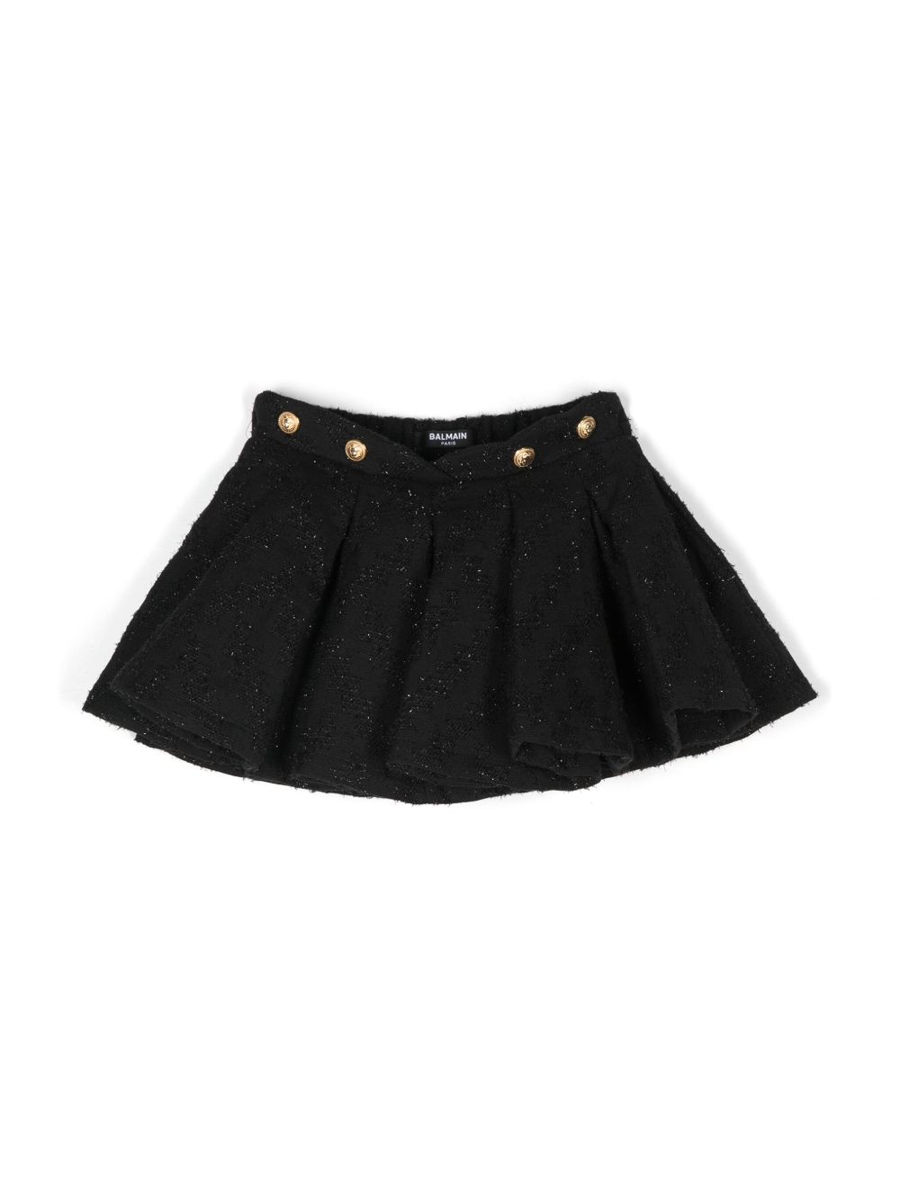 Balmain Kids 褶饰迷你半身裙 - 黑色