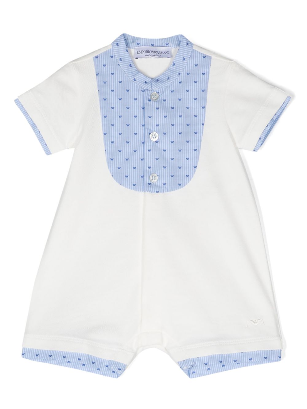 Emporio Armani Kids 拼接棉连体衣 - 白色