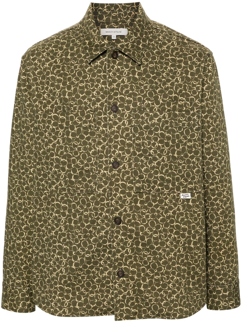 Maison Kitsuné 花卉印花棉衬衫式夹克 - 绿色