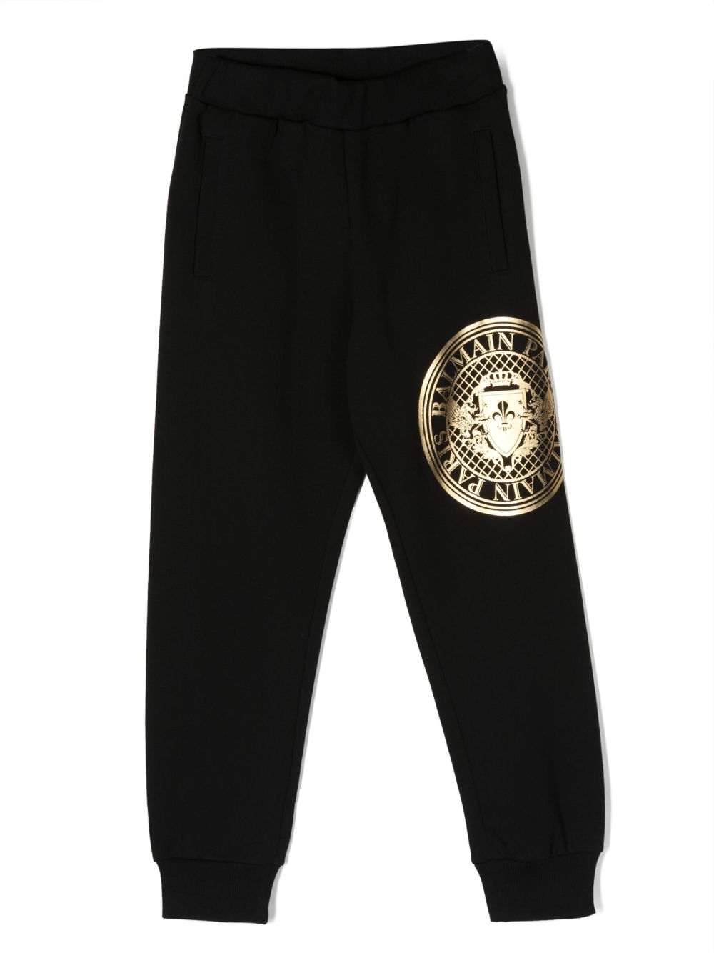 Balmain Kids logo印花棉运动裤 - 黑色