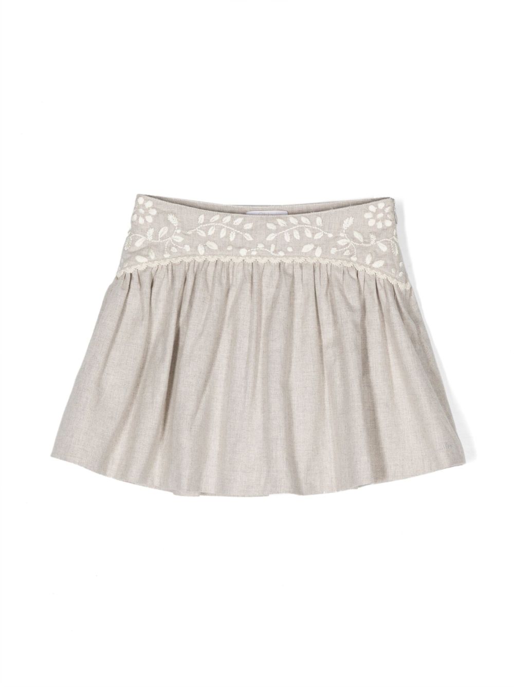 Chloé Kids 刺绣棉半身裙 - 中性色