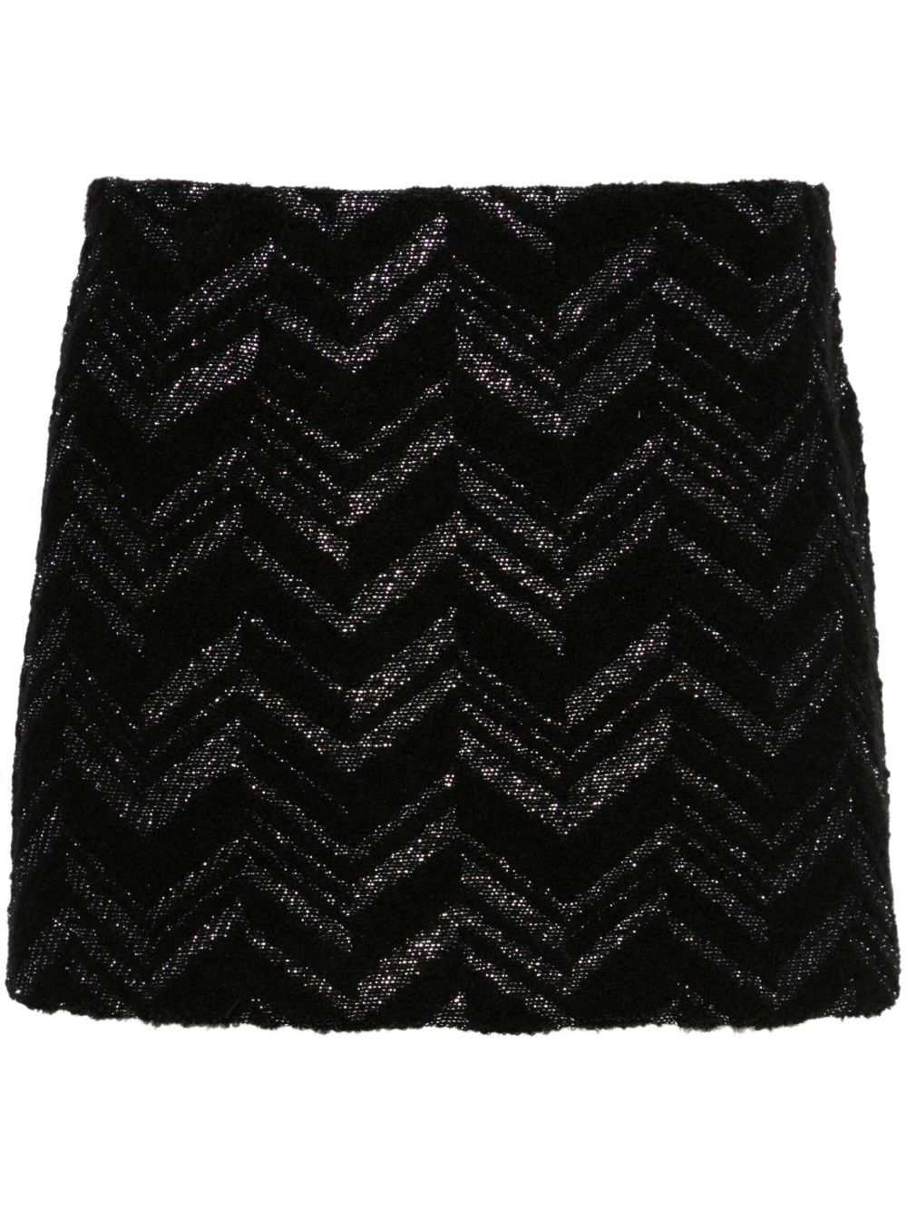 Missoni Z字形编织金银丝细节迷你半身裙 - 黑色