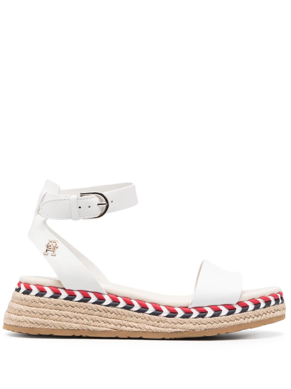 Tommy Hilfiger 袢带细节皮质草编鞋 - 白色