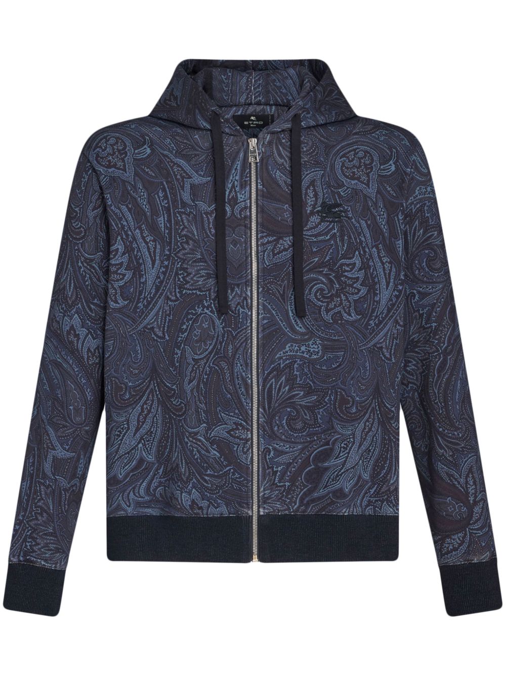 ETRO 佩斯理印花拉链棉连帽衫 - 蓝色