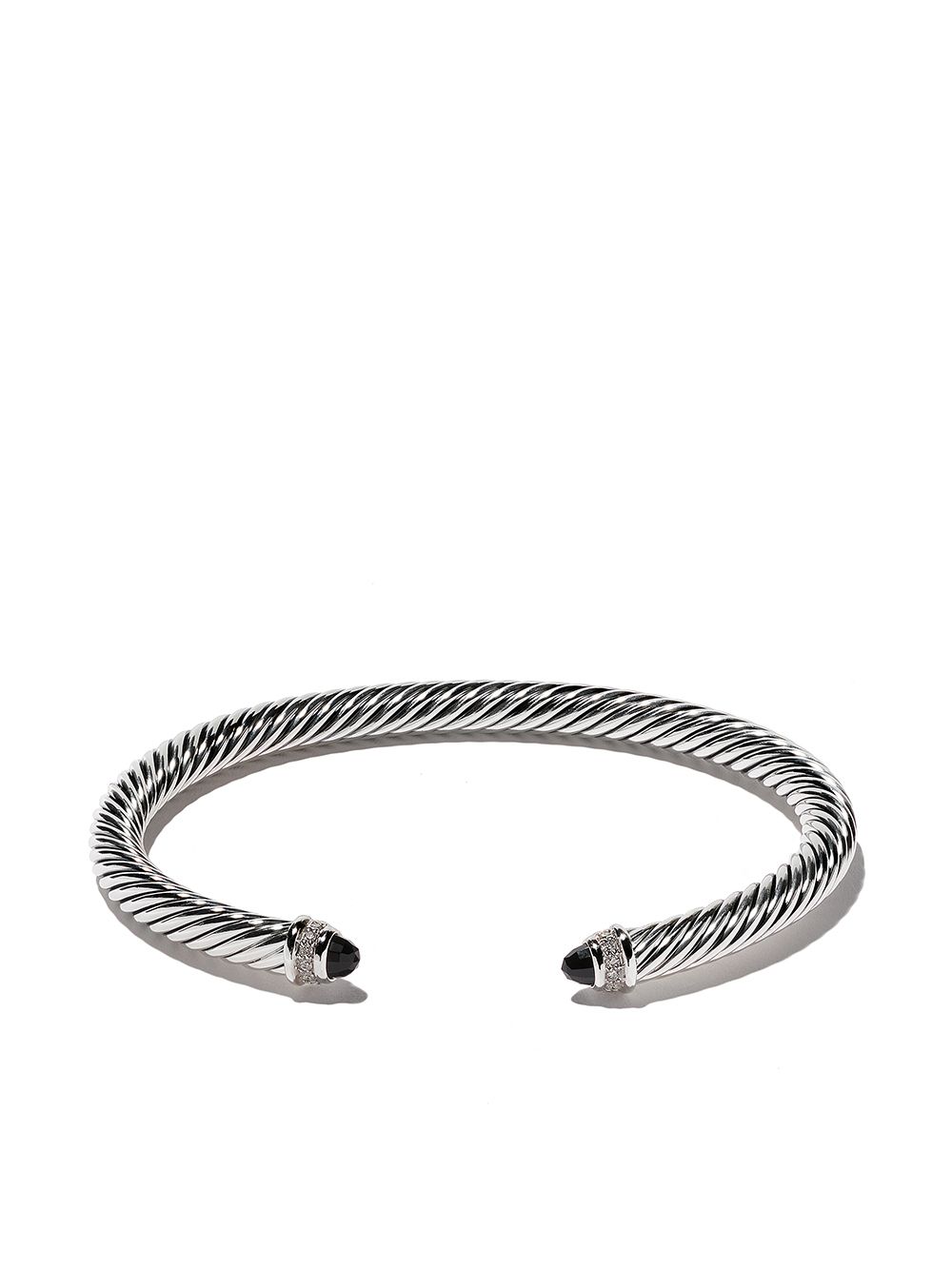 David Yurman 纯银 Cable Classics 缟玛瑙钻石手链 - 银色