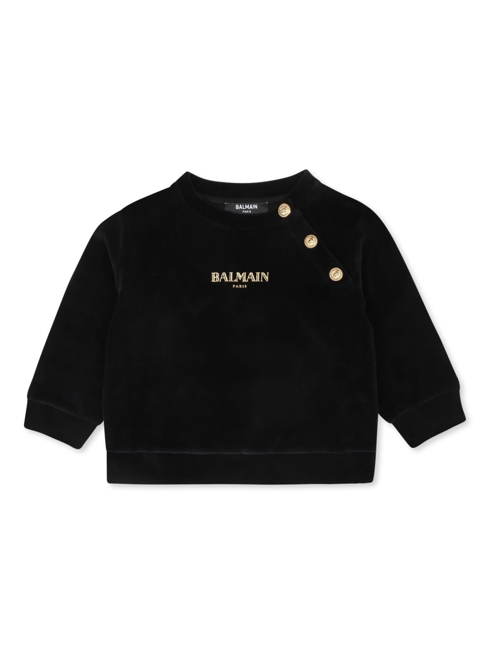 Balmain Kids logo刺绣卫衣 - 黑色