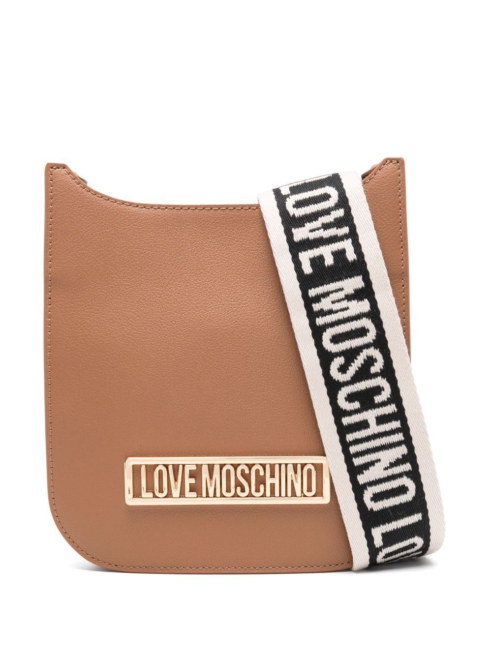 Love Moschino logo标牌斜挎包 - 褐色