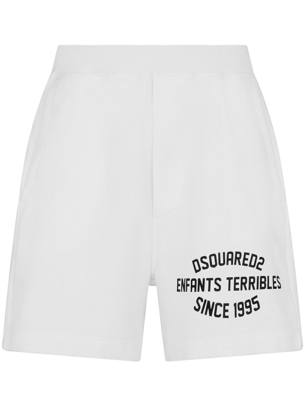 DSQUARED2 logo印花运动短裤 - 白色