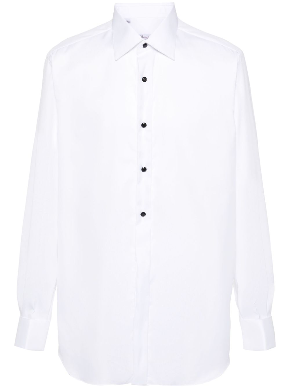 Brioni 棉斜纹布衬衫 - 白色
