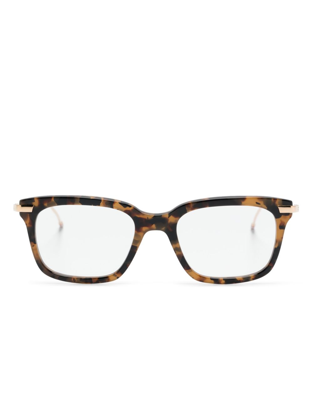 Thom Browne Eyewear 玳瑁纹方形镜框眼镜 - 褐色