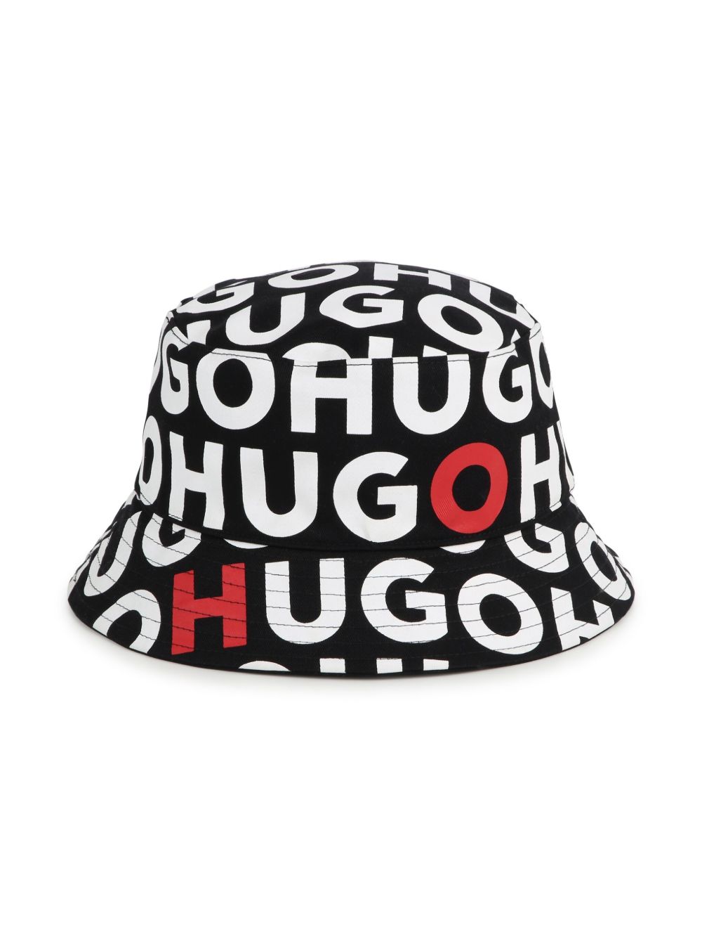 HUGO KIDS logo印花棉渔夫帽 - 黑色