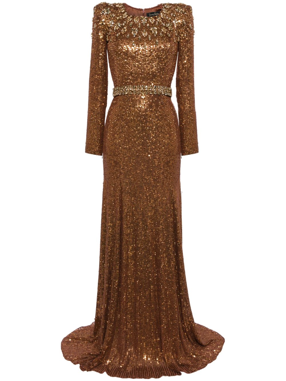 Jenny Packham Georgia 亮片长袖礼服 - 金色
