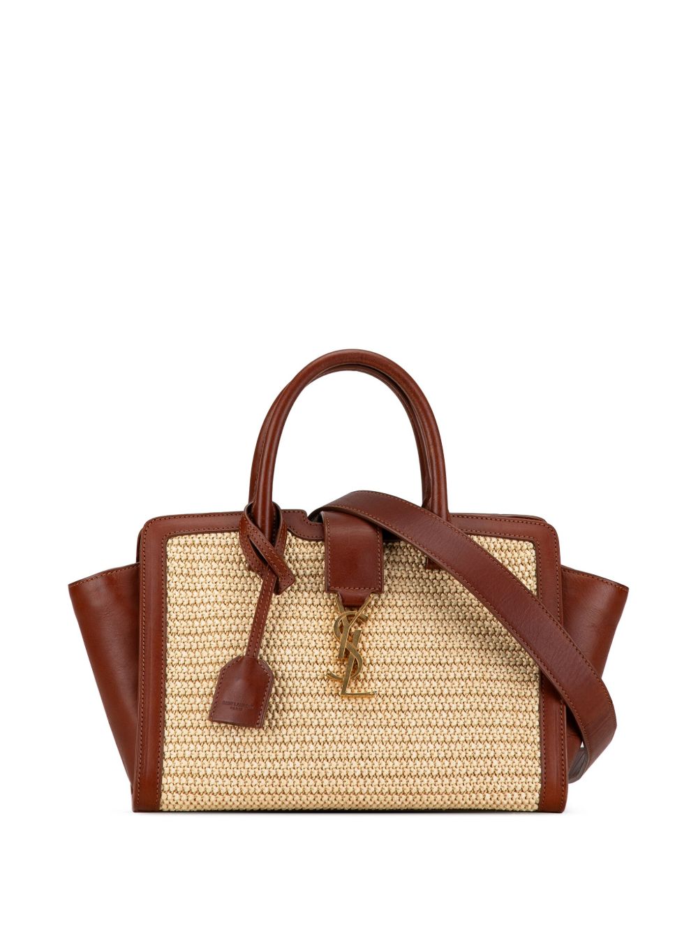 Saint Laurent Pre-Owned Baby Raffia Monogram Downtown Cabas 斜挎包（2018年典藏款） - 褐色