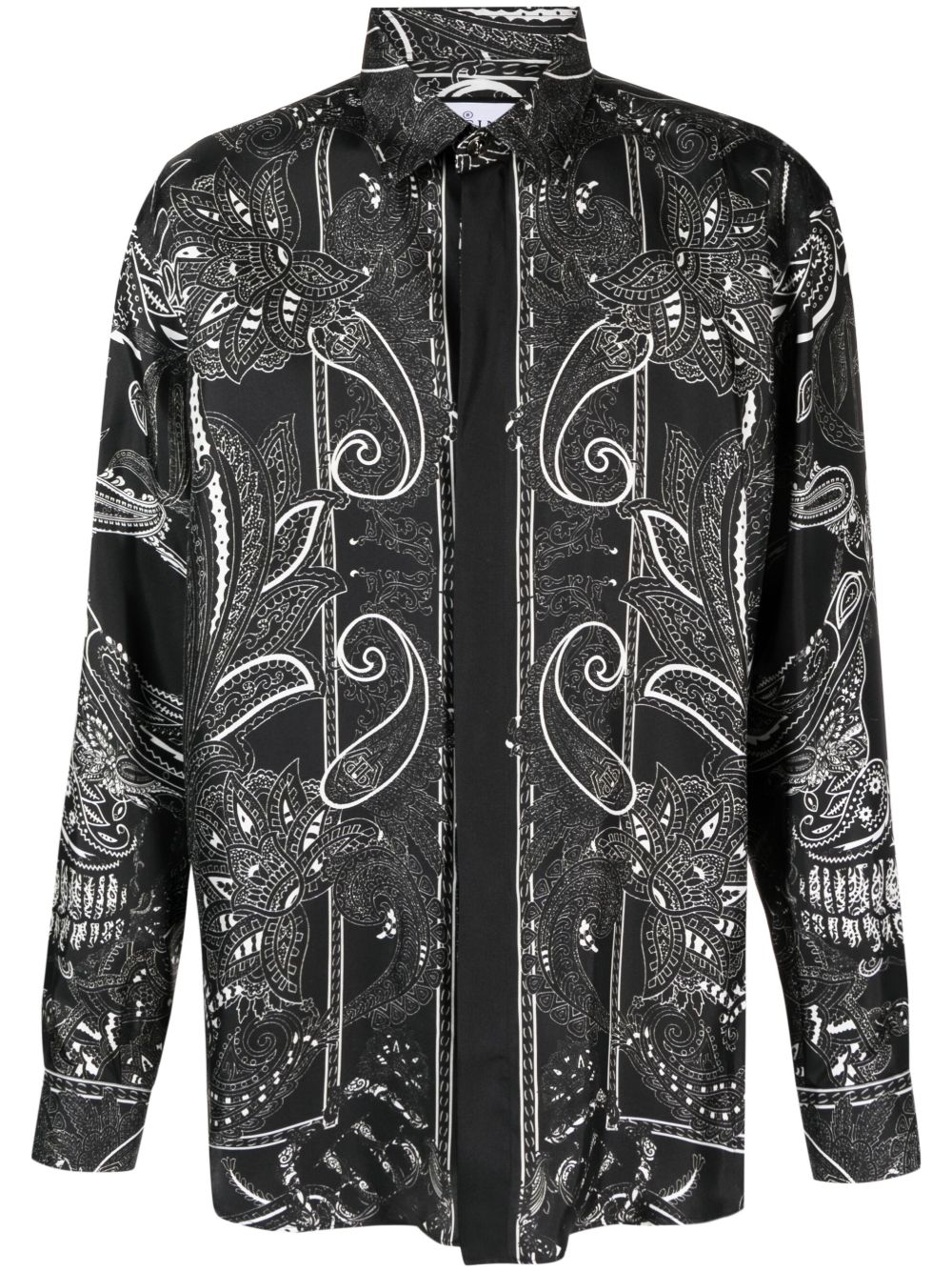 Philipp Plein Dandy 佩斯理印花真丝衬衫 - 黑色