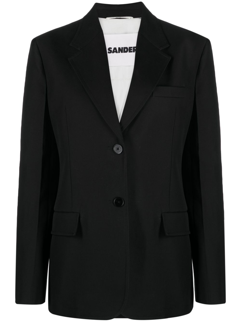 Jil Sander 单排扣棉西装夹克 - 黑色