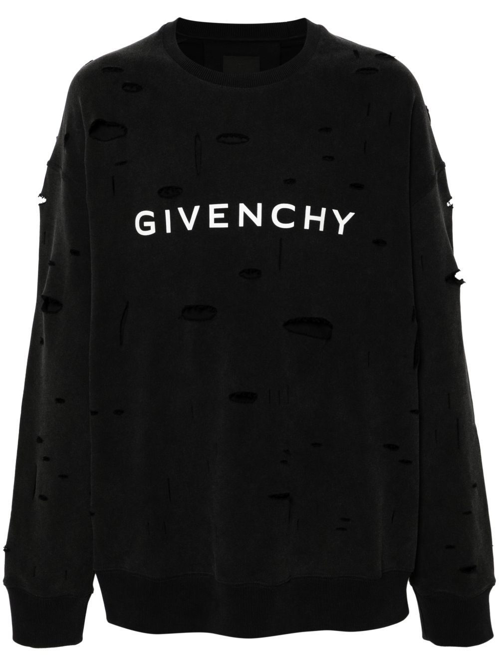Givenchy Archetype 撕裂棉卫衣 - 黑色