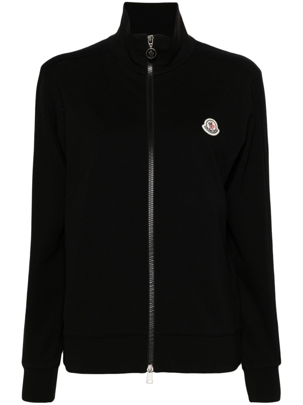 Moncler logo贴花拉链夹克 - 黑色