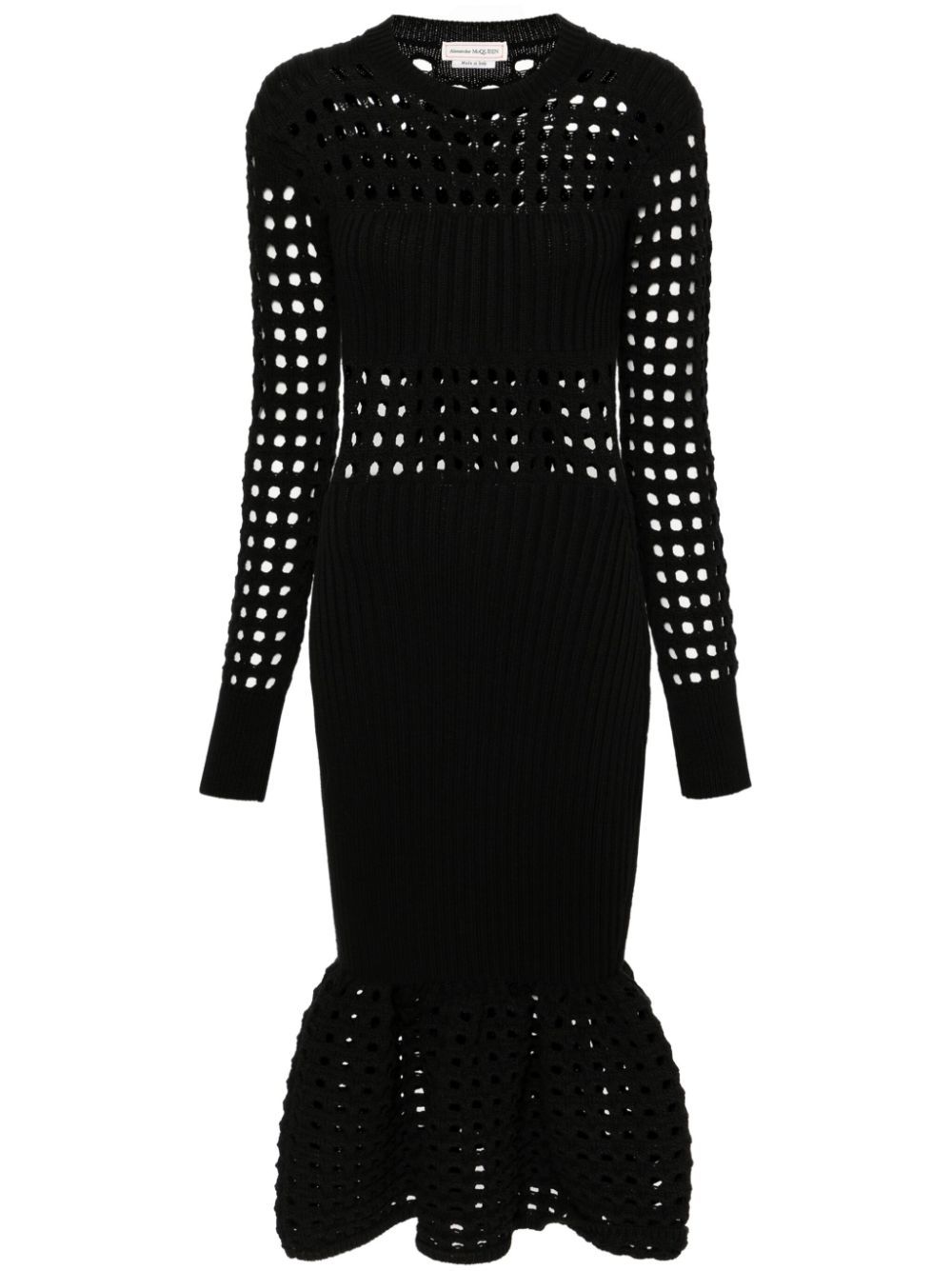 Alexander McQueen 网纱针织中长连衣裙 - 黑色
