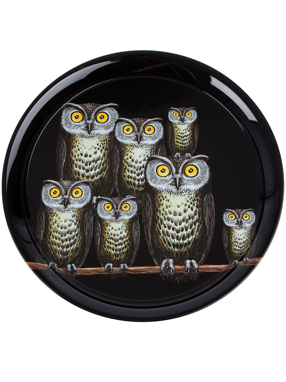 Fornasetti 'Owl'猫头鹰印花托盘 - 黑色