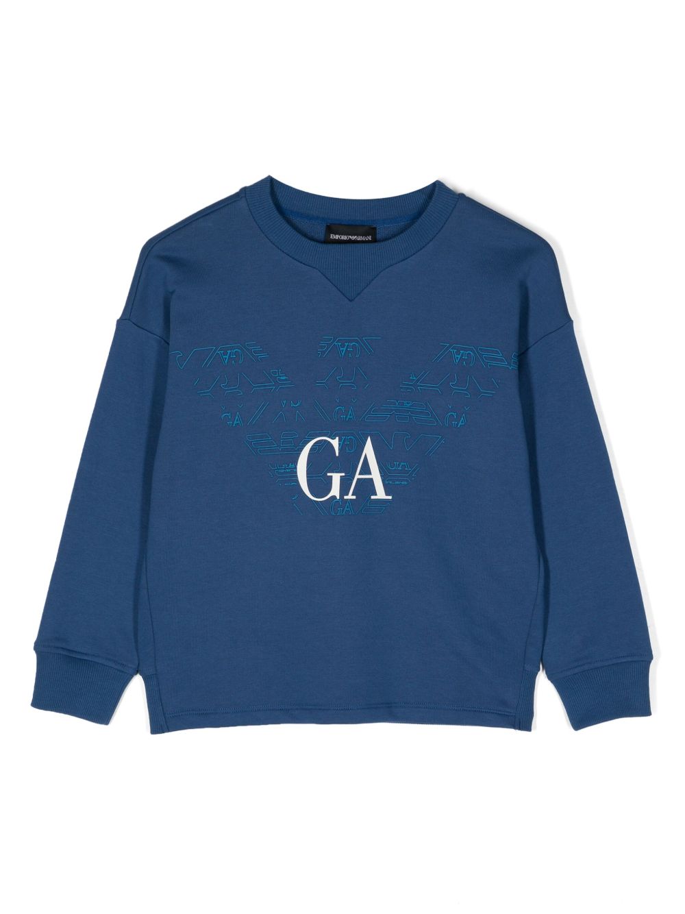 Emporio Armani Kids logo印花棉卫衣 - 蓝色