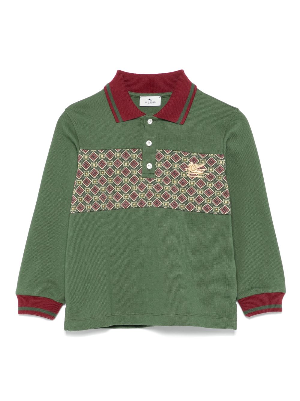 ETRO KIDS 几何拼接polo衫 - 绿色