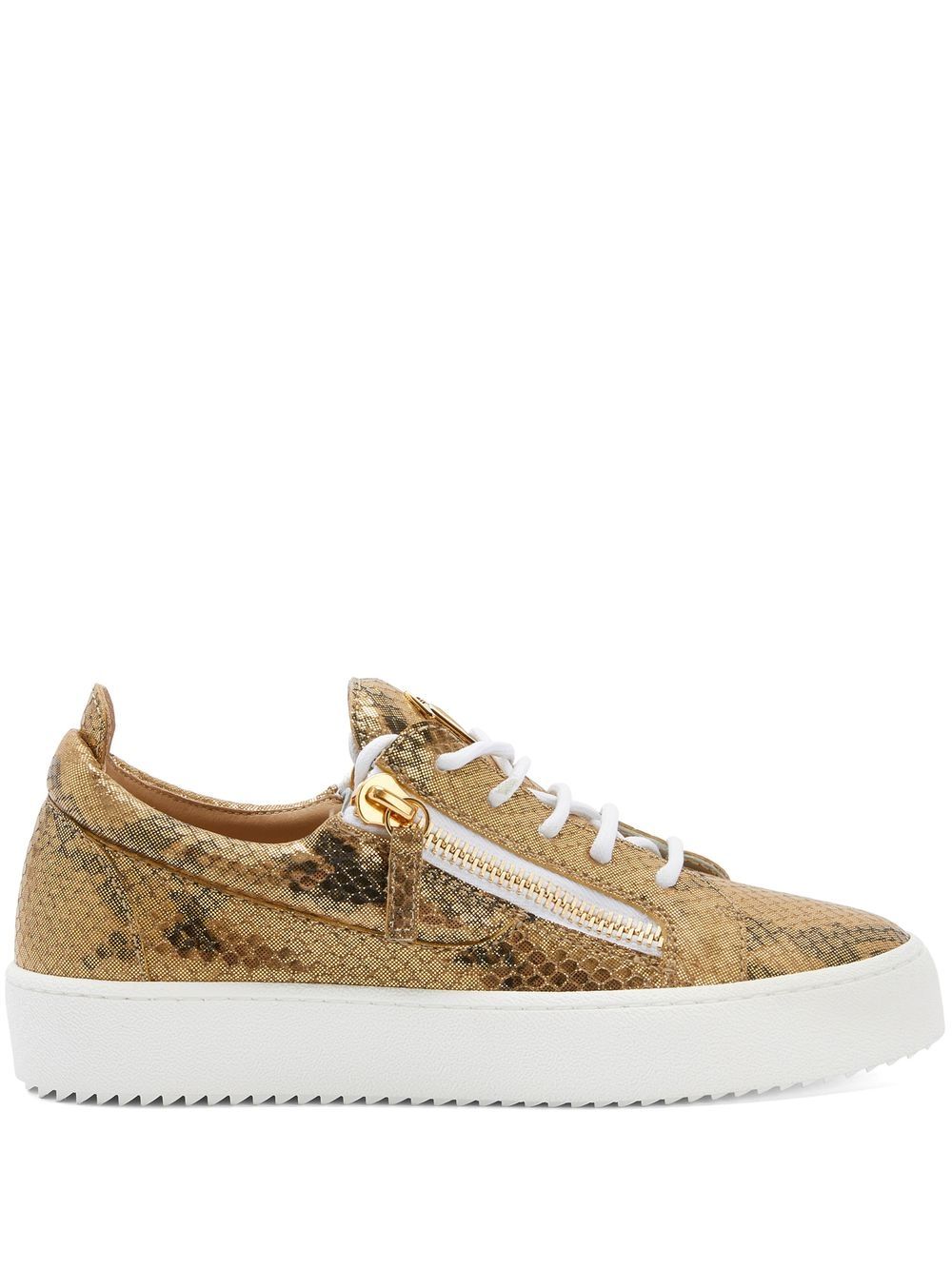 Giuseppe Zanotti Gail 仿蛇皮运动鞋 - 金色