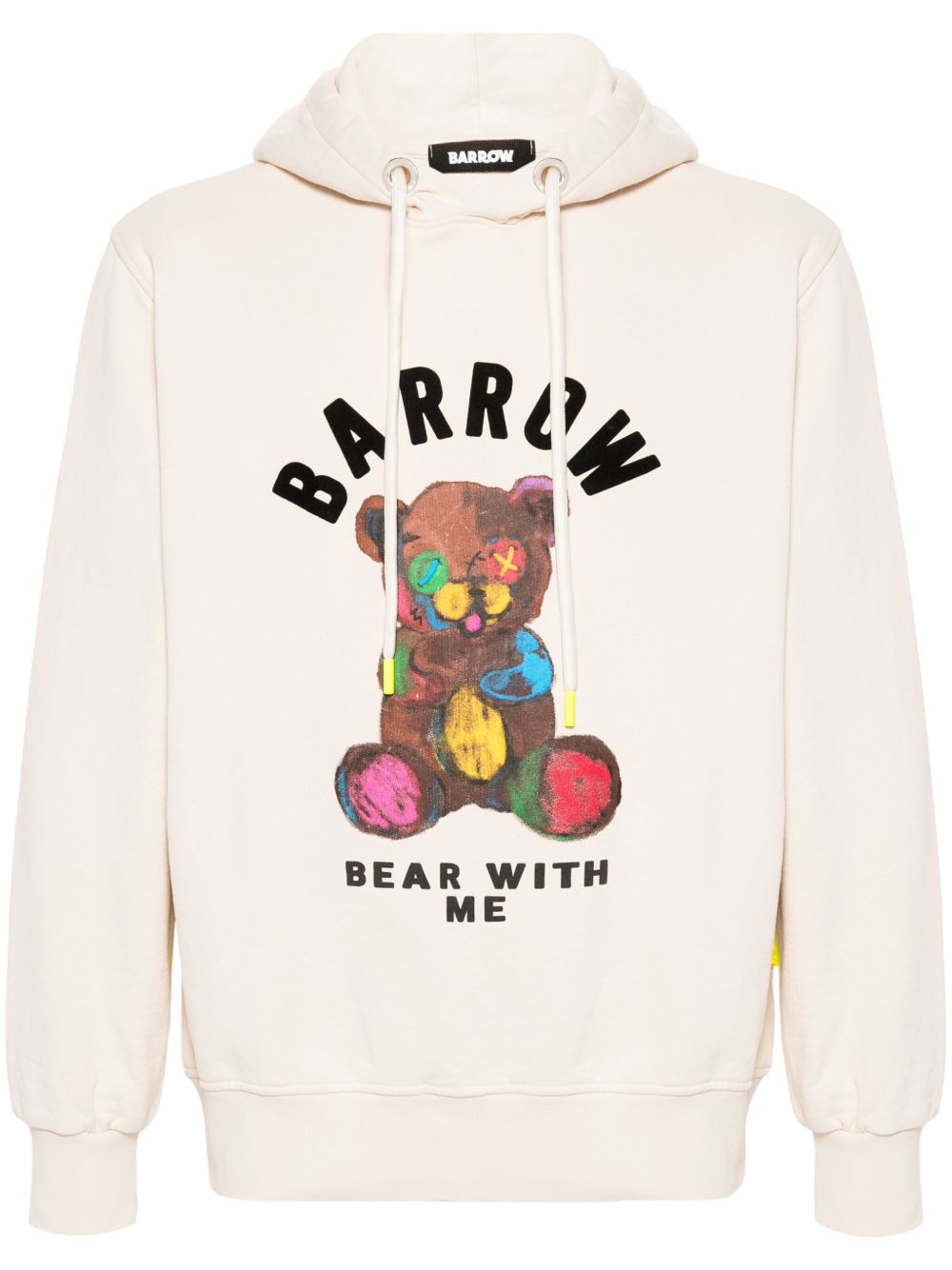 BARROW 植绒logo小熊印花连帽衫 - 中性色